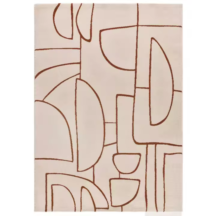 Alfombra interior diseño geométrico en beige y caldera - BERUTI 12923 | 80x150, 133x190, 160x230 cm - 1