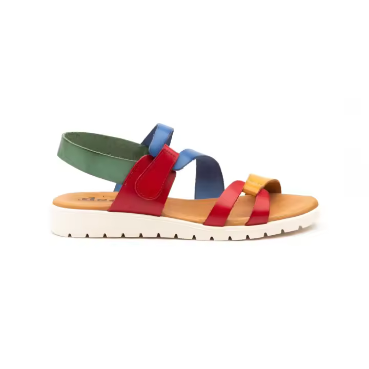 Calzados DSD Sandalias Planas de Piel Multicolor con Plantilla de Gel - 1