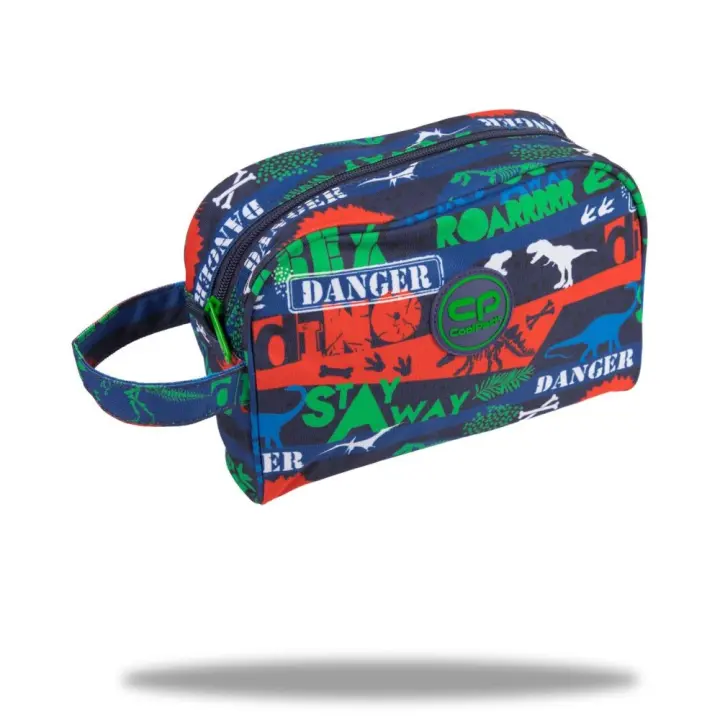 Neceser Focus CoolPack Happy Dino - Práctico neceser de viaje con diseño de dinosaurio feliz - Varios colores - Marca CoolPack - 1