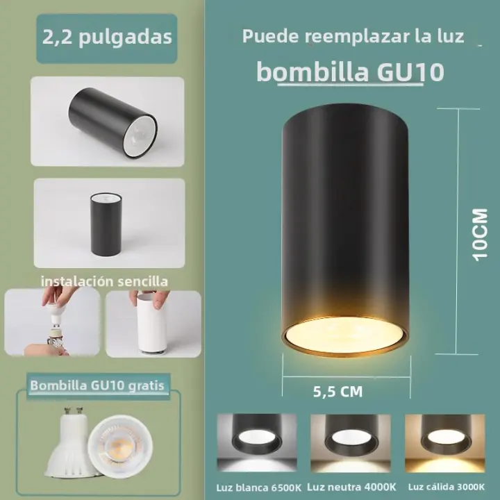Lámpara De Techo LED Con Bombilla Reemplazable GU10 Para Dormitorio Porche Sala De Estar Fuente De Aluminio 85-265V AC - 1