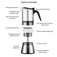 Moka Pot Clásico Italiano De Acero Inoxidable Con Cristal Superior Para 4 Tazas Café Expresso De Pared Con Boquilla Inferior - details 7