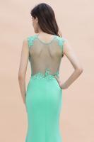 Vestido De Noche Sirena Con Encaje Y Aplicaciones Verde Con Broches Sin Mangas Formal Para Fiesta De Baile Y Premiaciones Vestido Largo De Fiesta - details 15