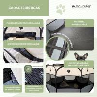 Parque para Perros Plegable Scooby Mobiclinic® Pets 2 Accesos 8 Ventanas 101x101x60 Cinta elástica para Guardar para Interior y Exterior Tela de Malla 600D Fácil de Limpiar Gris - details 2