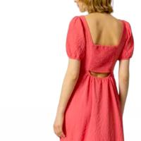Vestido con espalda en nido de abeja de Tiffosi, con cuello redondo, manga corta con goma y apertura lateral frontal. - details 5
