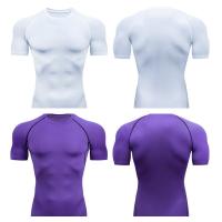 Camiseta De Compresión Para Hombre Fitness Entrenamiento De Correr En La Playa Secado Rápido Protección Contra Arrugas Sportswear De Gimnasio Manga Corta Ajustada - details 3