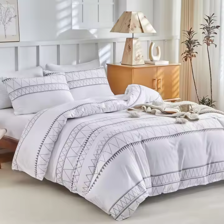 Lekesky King Size Duvet Cover Sets Black Bedding Boho Stripe Print Bedding Sets King Size (1x Quilt Cover, 2x Pillowcases) Ultra-Soft Microfiber Black Duvet Set - 1