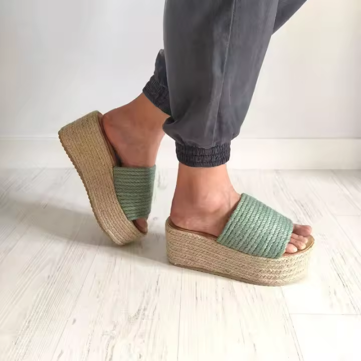 Sandalia pala de esparto con 7 cm de plataforma - 1