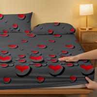 Edredón De Cama Con Patrón De Corazones En Gris Mate 1 Pieza Tela De Poliéster 100%Spread Para Dormitorio Sin Fundas De Cojines - details 3