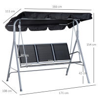 Outsunny Columpio Balancín Jardín de 3 Plazas con Toldo Ajustable Respaldo Transpirable y Marco de Metal para Terraza Balcón Exterior Carga 240 kg 171x108x154 cm - details 2