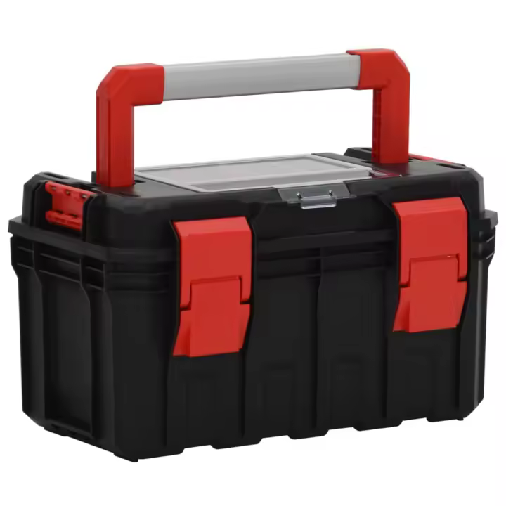 vidaXL Caja de Herramientas Negra y Roja Armario Organizador Surtido Maletín Dimensiones 45 x 28 x 26.5 cm, 55 x 28 x 26.5 cm, 65 x 28 x 31.5 cm - 1