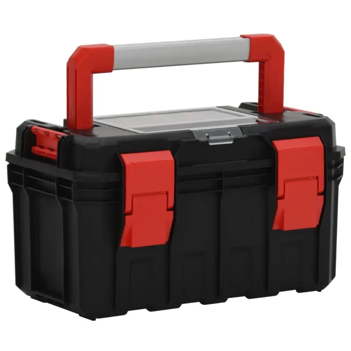 vidaXL Caja de Herramientas Negra y Roja Armario Organizador Surtido Maletín Dimensiones 45 x 28 x 26.5 cm, 55 x 28 x 26.5 cm, 65 x 28 x 31.5 cm - 1