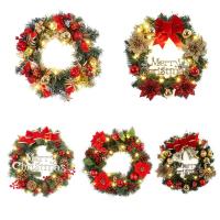 Corona De Navidad Para Puerta De Entrada Dorada Decoración De Pared Y Puerta De Año Nuevo 2024 Guirnalda De Ornamento Navidad 2025 - details 0