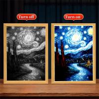 Marco De Fotos Pintura LED Luz Nocturna Lámpara De La Luna Van Gogh Cielo Estrellado Arte Para La Pared Decoración De Habitación Regalos Para Amigos - details 10