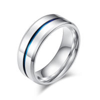 Anillo De Acero De Titanio Con Ranuras Azules Simples Para Hombres Joyería De Acero Inoxidable Accesorios De Mayorista Al Por Menor Y Dropshipping - details 6