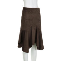 IAMSURE Falda Midi Asimétrica Elegante Y Casual Para Mujer Alta Cintura Poliéster Otoño Primavera Moda Básica 2024 - details 2