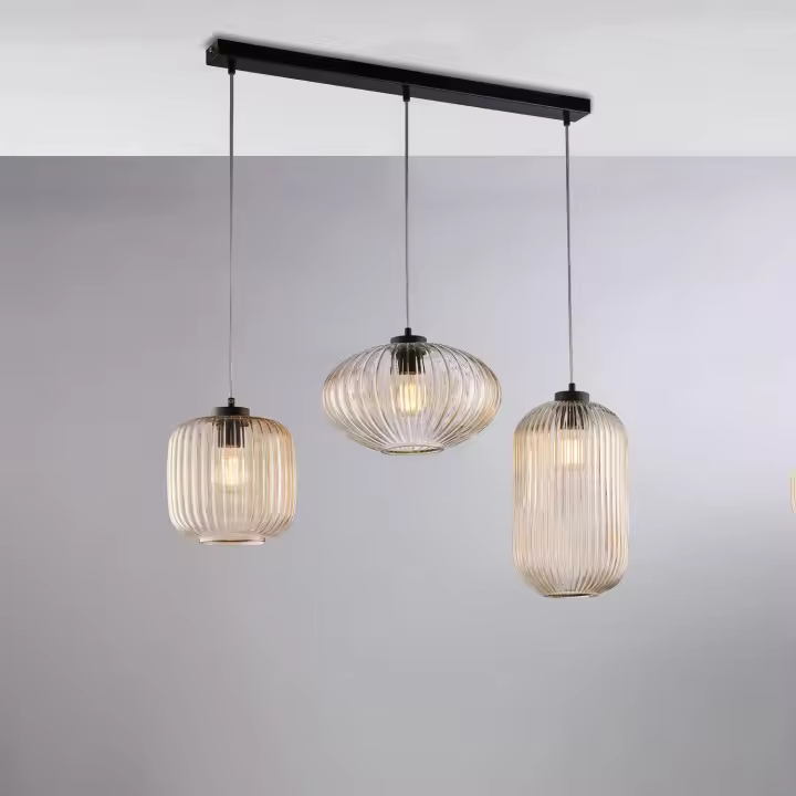 Slice Glamour Negra with Cristal ámbar decorado y cables Eléctricos orientables, 3 Luces - 1