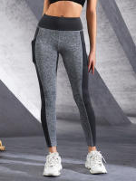 Leggings De Yoga De Cintura Alta En Malla Con Bloque De Colores Talla Grande Elásticos Suaves Para Mujer Control De Abdomen Con Bolsillos Para Ejercicio - details 4