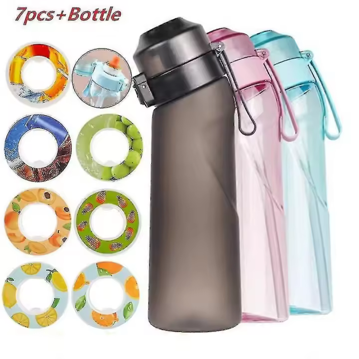 Flavored Water Bottle With 7 Flavour Pods Air Water Up Bottle Frosted Black 650ml Air Starter Up Set Water Cup For Camping Sport Kr - 1