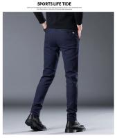 Pantalones Casuales Para Hombre Invierno Terciopelo Grueso Cálido Ajustados Estilo Recto Elásticos Pantalones Largos Para Jóvenes - details 14