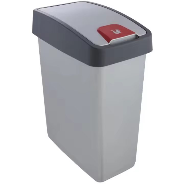 Cubo de la Basura Premium con Tapa Abatible, Tacto suave, 25 l, Magne, Plateado KEEEPER - 1