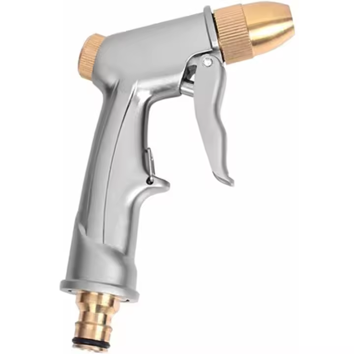 1 Pieza Boquilla De Manguera De Jardín Rociador De Manguera De Metal Resistente Pistola De Agua Boquilla Multifunción Ajustable Para Regar Plantas Lavado De Autos Y Ducha De Perros - 1