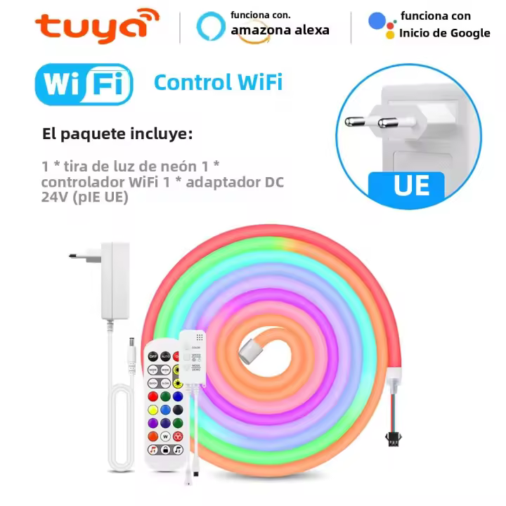 Tira De Luces LED Neón TUYA RGBIC Impermeable WS2811 Con Efecto De Persecución Y Control WiFi Para Iluminación De Habitaciones - 1