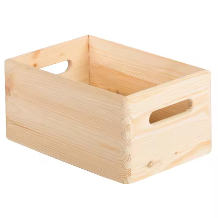 Caja de almacenaje de madera maciza de pino sin tapa 14x30x20cm - 1