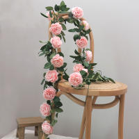 Guirnalda De Pekoe Rosa De Seda Con Hojas Y Ramas De Iva Para Decoración De Bodas Y Fiestas Colgante Para Pared Y Jardín - details 2