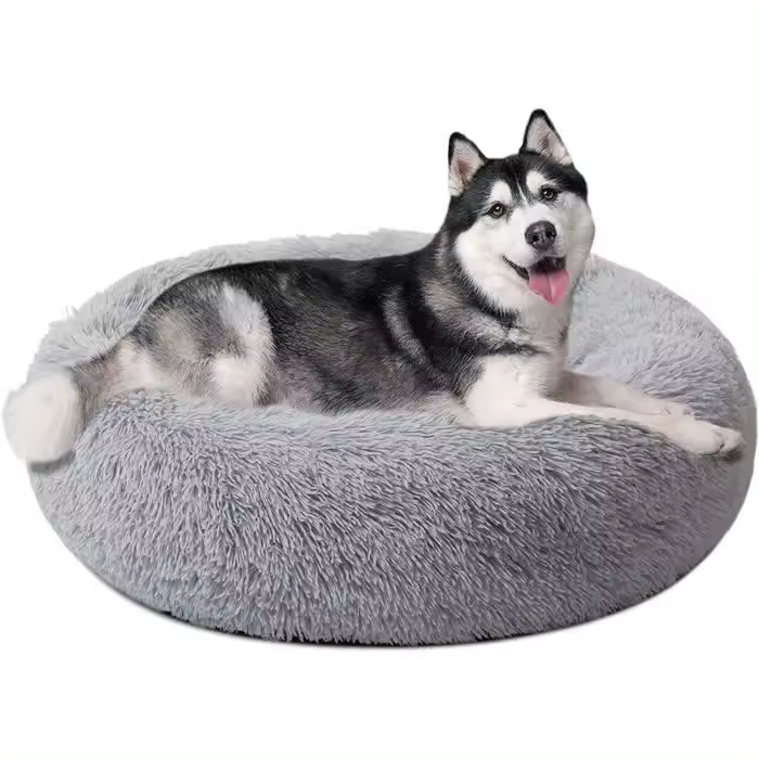 Cesta redonda para perros, cojín para gatos, cesta para donuts Ø 100 cm (3XL) Gris claro - 1