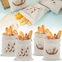 4Pcs Bolsas De Pan De Lino Reutilizables Con Cierre Elástico Bolsa De Almacenamiento De Pan Casero Para Panaderos Cocinas Sin BPA - details 2