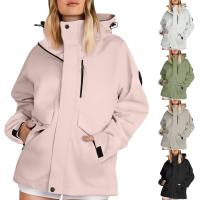 Chaqueta De Senderismo Ligera Para Mujer Color Sólido Manga Larga Suéter Con Capucha Impermeable Y Resistente Al Viento Ropa De Exterior - details 0