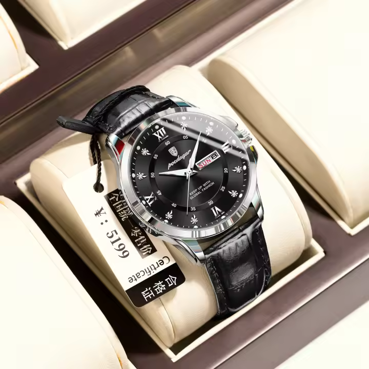 Reloj de pulsera de cuero de marca para hombre, reloj de lujo para estudiante, resistente al agua. - 1