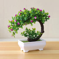 Planta Artificial En Maceta Bonsái Verde Árbol Pequeño Ornamentos Realistas Plásticos Eterna Decoración Floral Para Escritorio - details 4