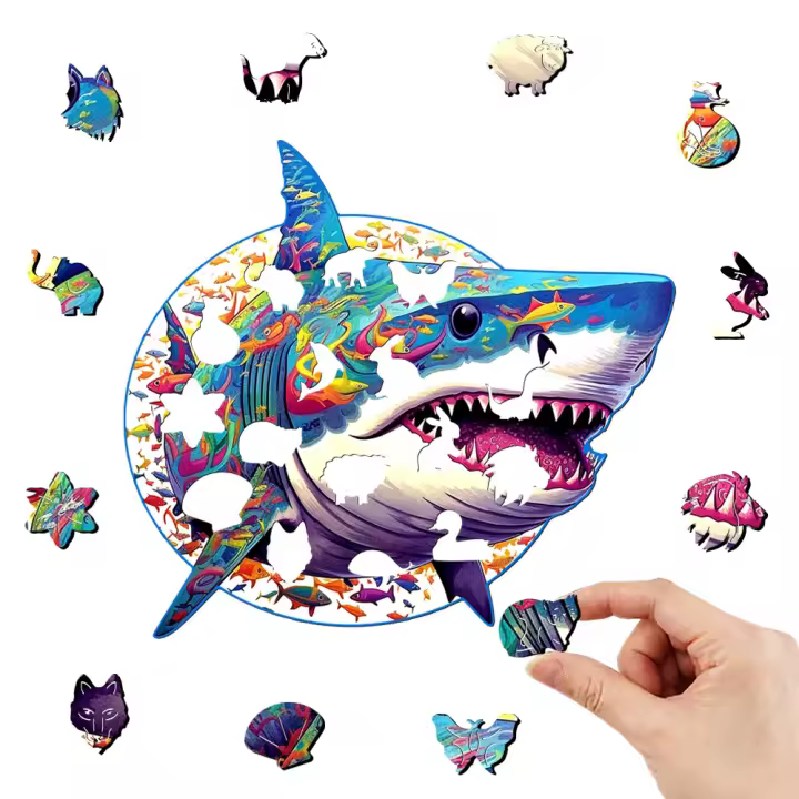 Puzzle 3D De Madera Shark Personalizado Juguete Educativo Para Niños Y Adultos Regalo Ideal Para Juego De Mesa - 1