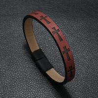 Pulsera De Cuero Hiphop Rock Para Hombres Con Hebilla Magnética Cruzada Accesorios Casuales Joyería Punk Pulsera Brazalete - details 5