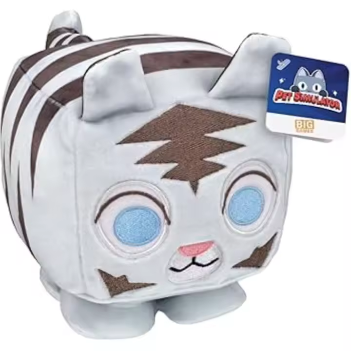 PET SIMULATOR - Ojos Grandes - Peluche Tigre Blanco -  Suave y blandito - Ideal para todas las edades. - 1