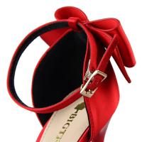 Sandalias Elegantes De Satén Para Mujer Verano Con Nudo De Mariposa Bajo Tacón 8cm 10cm Bota Larga De Boda Rojo Tinto Zapatos Bigtree - details 33