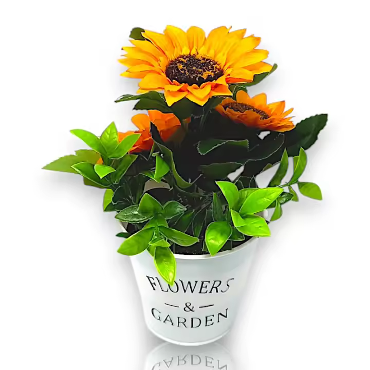 Maceta de Girasoles Artificiales - 22cm - Karawan. - 1