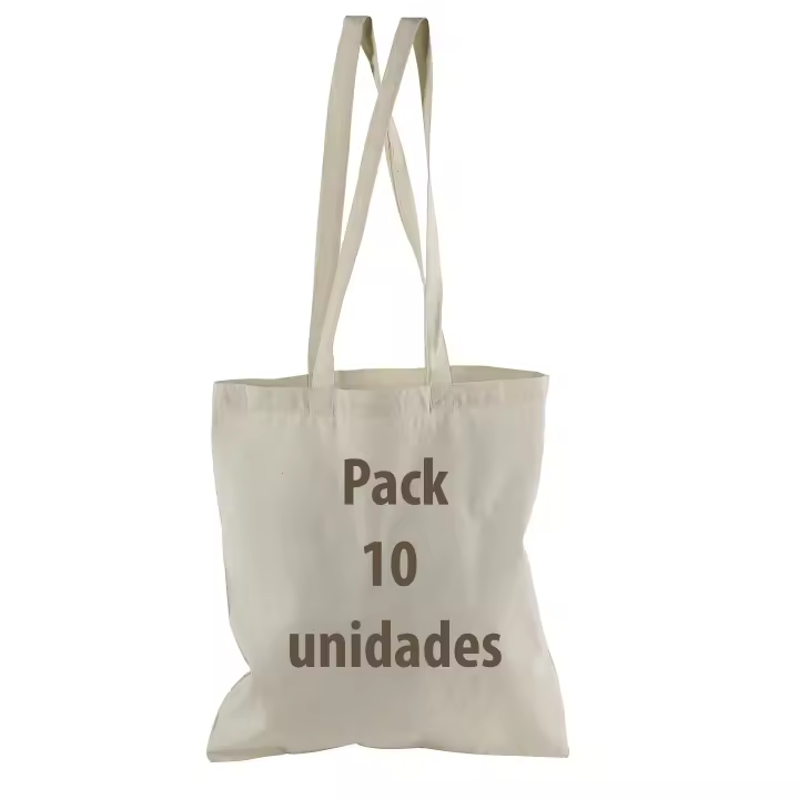 Siglo21publicidad Bolsa Algodón Natural Asas Largas Pack 10-200 Unidades. Ecológica, Reutilizable y Resistente. - 1