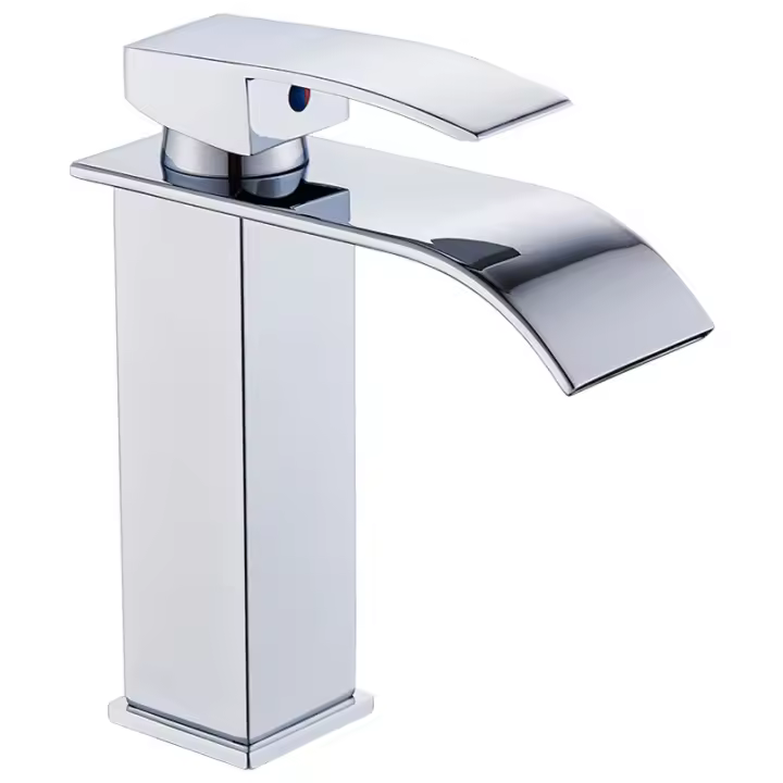 Grifo de baño moderno en cascada, mezcla de latón, cromado - 1