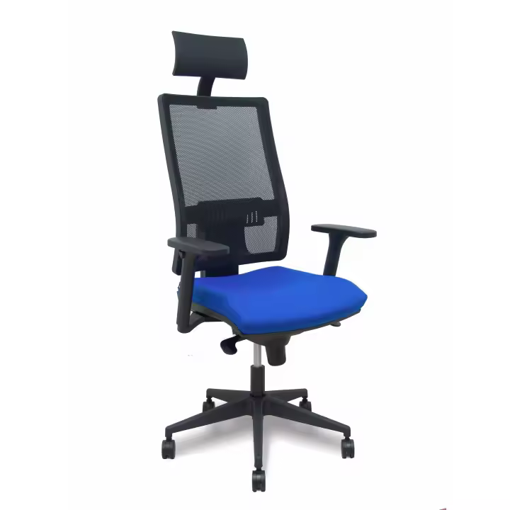 Silla Horna sincro resp. malla negro asto. bali azul brazos 3D ruedas 65mm cabecero fijo - 1