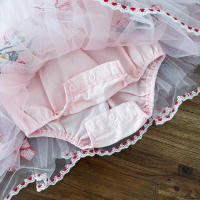 Vestido De Princesa Para Bebé Verano Con Manga Puff Y Gran Lazo Bordado De Fresa Falda Enredadera Para Niñas Ropa De Salir - details 14
