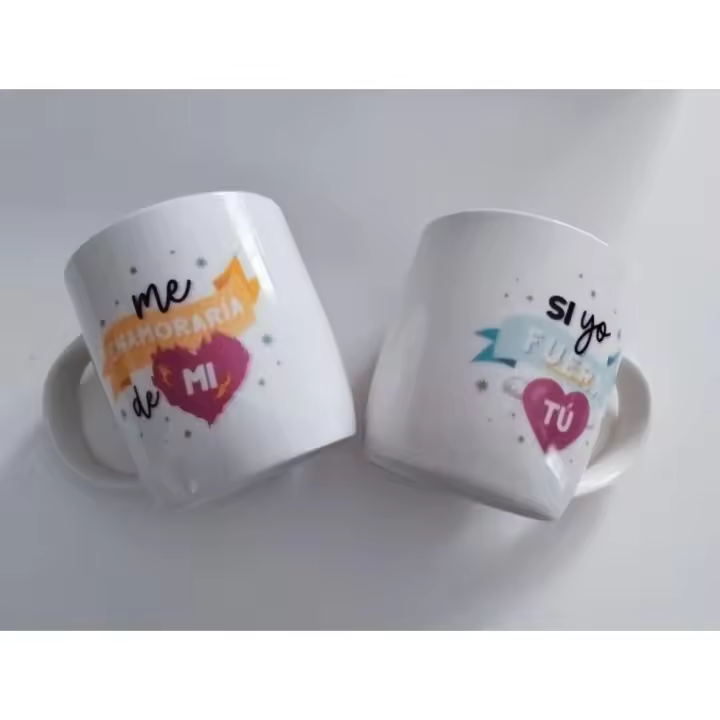 JUEGO DE DOS TAZAS IDEAL PARA SAN VALENTIN,TAZAS CON FRASE ...ME ENAMORARIA DE MI...SI YO FUERA TU - 1