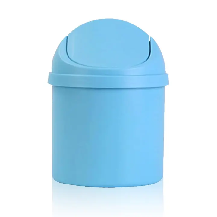 Contenedor con tapa abatible, pequeño contenedor de basura para baño, cosméticos, mesa, mini papelera, contenedores de baño con tapa abatible, pequeño contenedor de basura para escritorio - 1