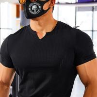Camiseta De Hombre Para Running Y Fitness Con Cuello En V Estilo Slim Fit Moda Casual Tees De Polyester Transpirable Para Verano - details 4