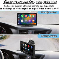 Pantalla Coche Carplay y Android Auto Inalambrico de 9 Pulgadas con Mando a Distancia, Pantalla para Coche IPS HD Sin Instalación, Admite Cámara Trasera/Bluetooth/SIRI/Asistencia de Voz/USB/TF/FM/AUX () - details 2
