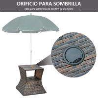 Outsunny Mesa de Centro Ratán con Agujero para Sombrilla Mesita de Café Té Mesa Auxiliar para Exterior Terraza Patio 54x54x55cm - details 3
