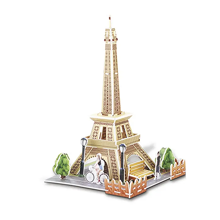 DAM. Puzle 3D de cartón de la Torre Eiffel en París. 26 piezas. 13x13x21cm. - 1