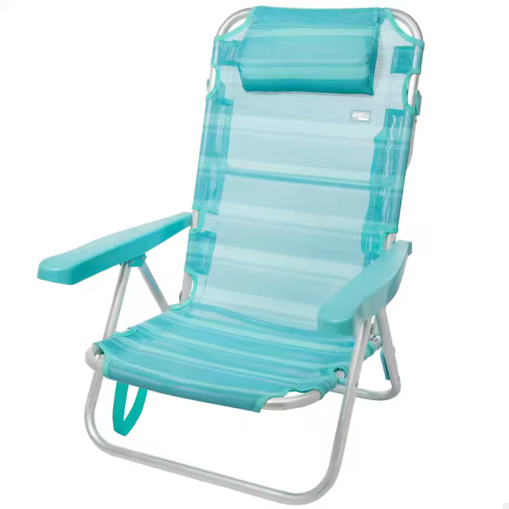 Silla plegable multiposición aluminio Aktive, Silla reclinable de playa, Silla multiposición, Silla plegable con respaldo reclinable, Silla de playa, Silla baja de playa, 48 x 45,5 x 84 cm - 1