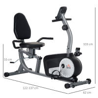 HOMCOM Bicicleta Estática con Respaldo Bicicleta de Ejercicio de Fitness con 8 Niveles de Resistencia Magnética Longitud Ajustable Pantalla LCD para Casa Oficina Gimnasia Gris - details 2